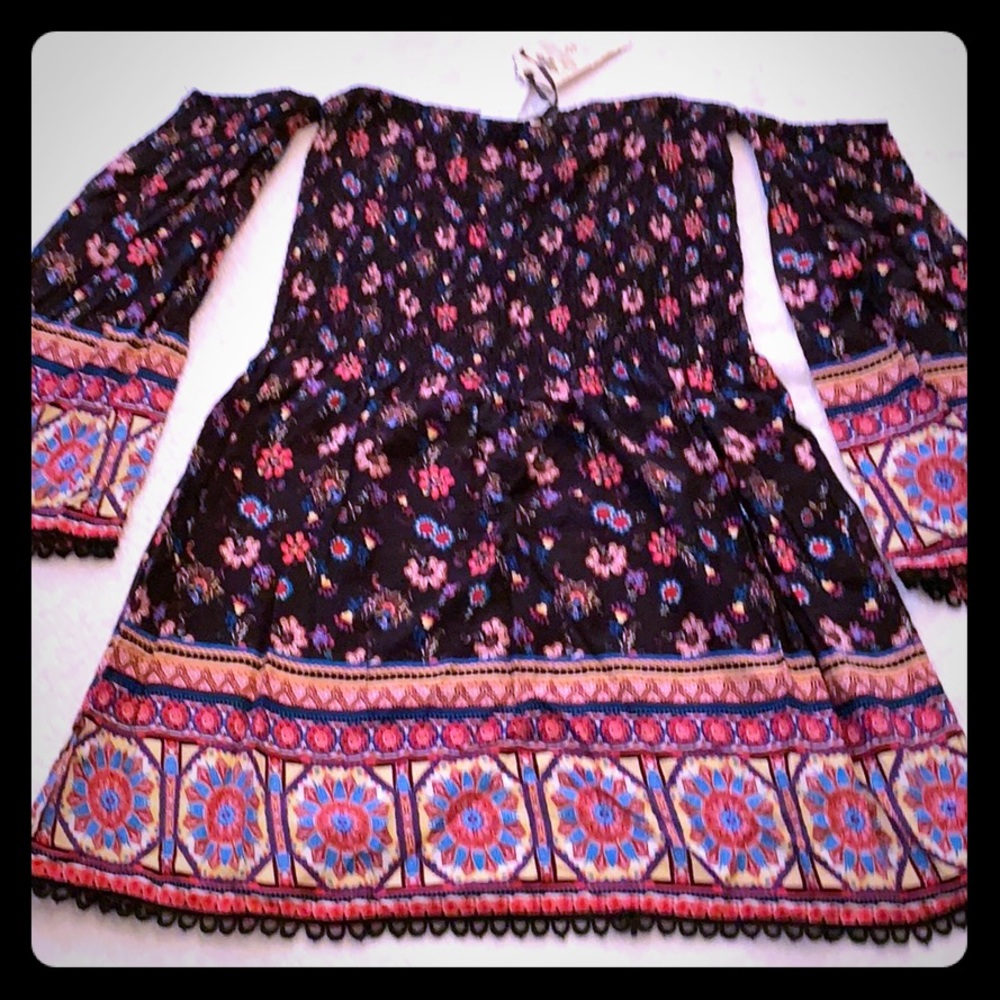 Boho/ festival smock off shoulder dress (Jr-10)